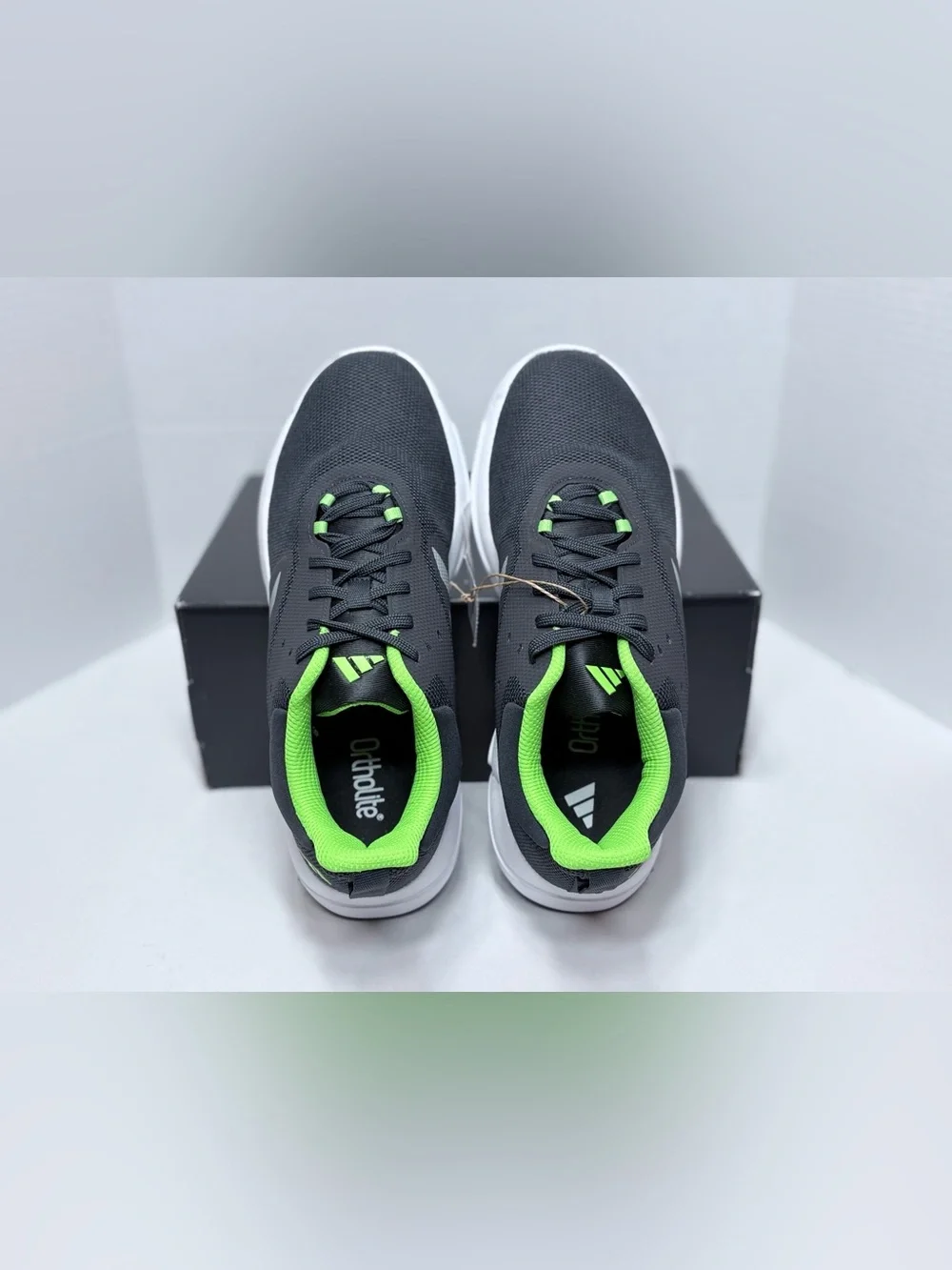 adidas CloudFoam Men's Athletic Running Shoes - Gray white & Neon Green